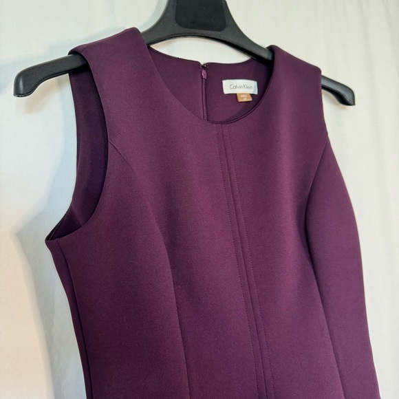 Calvin Klein Colorblock Purple & Black Scuba Fit & Flare Dress - Picture 3 of 7